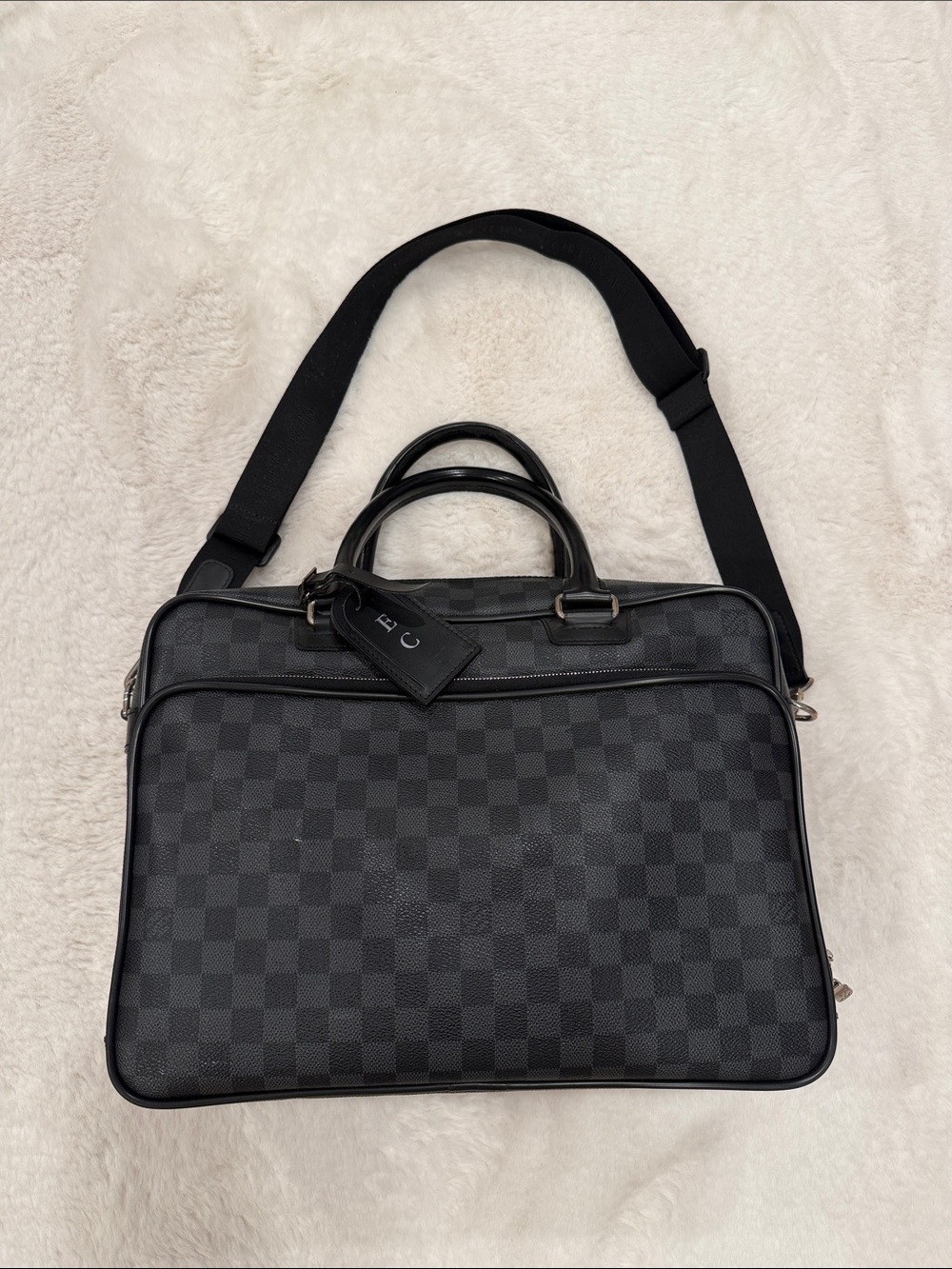 Louis Vuitton Black Damier Graphite Laptop Briefcase with Removable Strap